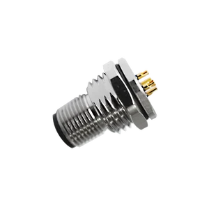 M12 3/4/5/6/8/12/17 Pin Male Panel Mount Solder Connector, A/B/C/D Coding Industrial Circular Connector Front Fastened