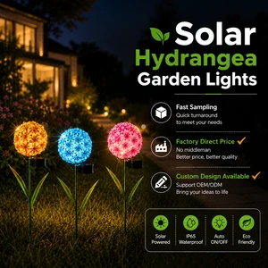 Wholesale OEM/ODM Solar Hydrangea Garden Lights Auto On/Off Outdoor Decorative Stake Light For Lawn Patio Custom