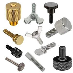 China Wholesale Thumb Screw M3 M4 M6 M8 1 Inch Flat Head Shoulder Brass Stainless Steel Metal Titan Aluminum Knurled Thumb Screw