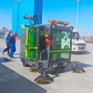 Full Closed Cabin Ride on Electric Street Sweeper Road Sweeper 625kg for Outdoor Parking Lot