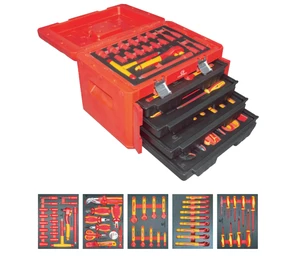 GS Certified 55-Piece VDE Insulated Tool Sets Hard Case Ratchet Knives Screwdrivers Wrenches Socket Set with Tool Box