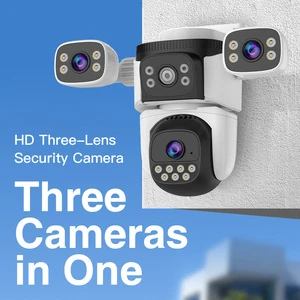 9MP Triple Len Outdoor Solar Wifi Camera Humanoid Detection Surveillance Sim Card 4G 360 Solar Security Camera Night Vision