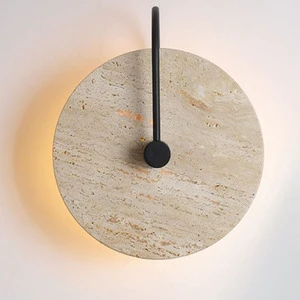 Retro Round Natural Stone Wall Lamp Art Decoration Wall Light Minimalist Travertine Wall Light for Bedroom Dining Room
