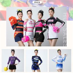 New Customizable Color Unisex Adult Cheerleading Uniform Set Long Sleeved Top Sports Bra Skirt Design Digital Print WIGYM Brand