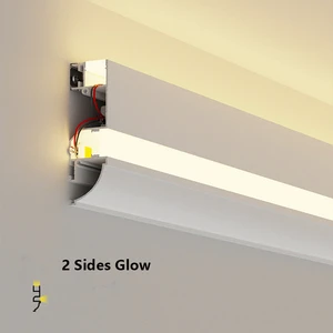 80mm Up Down Glowing LED Aluminum Profile Ceiling Top Corner Channel Backlight Wall Washing Living Room Decor Linear Lights