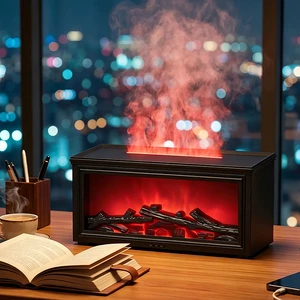 3D Flame Fireplace Aroma Diffuser Humidifier LED Lighting Eco-Friendly Design USB-Powered Household Commercial Use Ultrasonic