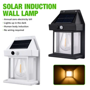 Outdoor Waterproof Solar Lamp Human Body Sensing Lamp Tungsten Filament Wall Lamp Villa Lighting Night Light Solar Garden Lamp
