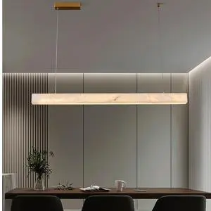 Luxury Salon Natural Alabaster Stone Lustres Luminarias Chandelier Lighting Fixtures Linear Horizontal Pendant Lamp for Hall