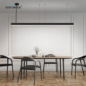 LED Linear Panel Pendant Light for Dining Room Dimmable Black White Modern Indoor Linear Pendant Light Customizable Tri-Color