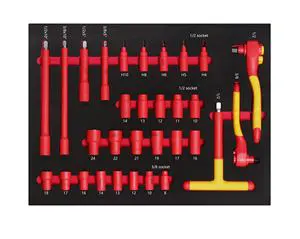 31PCS EVA Foam Tray Professional 1000V VDE Insulated Electrician Set Socket Ratchet Wrench Tool Set