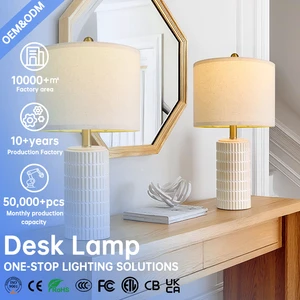 Modern Ceramic Table Lamp White Bedside Nightstand Lamp Farmhouse Desk Light For Bedroom Living Room End Table Home Decor Gift