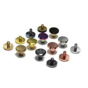 Custom Metal Solid Brass Logo Slotted Flat Head Binding Screws Chicago Screw Rivet 8mm 10mm For Leather Collar