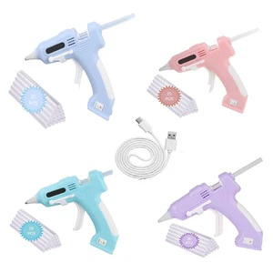 Rechargeable DIY Hot Melt Glue Gun Adjustable Temperature for Carpet Flocking Lining Adhesive Seaming Tool 25 Glue Sticks USB