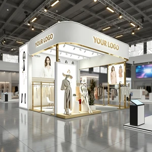YTSF-I77 Custom Aluminum Fashionable Dress Exhibition Display Stand With Light Box Portable Durable Easy Assembly Commercial Use