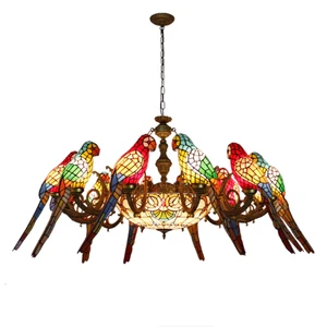 Corridor Parrot Chandelier Lights European Olive Flowers Garland Pendant Lamp for Bedroom Decorative Lighting