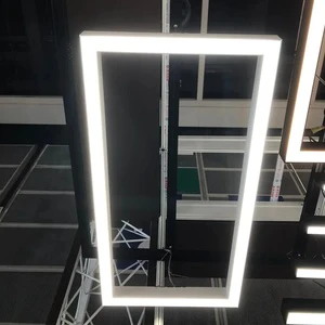 Square LED Pendant Linear Light with Black/White/Silver Shell Colors for Office