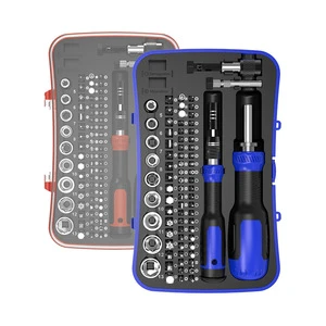 77-in-1 Magnetic Insulated Nickel-Plated Retractable Ratchet Cross Screwdriver Tool Set Plastic Handle Manual Electricians
