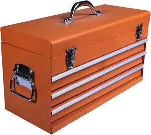 Portable 3-Drawer Metal Tool Case Hot Sale Mechanic Storage Tool Box with Triple Sheet Metal Toolbox with Handle