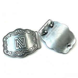 Custom Lettering Embossed Metal Belt Buckle Steamed Rolls Edge Scallop Western Style Decorative Belt Buckle Belt Accessories