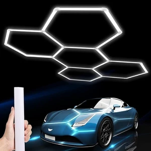 Hexagonal LED Garage Workshop Light Portable IP65 Waterproof Honeycomb Design High CRI 90 5-Year Warranty for Garage Workshop