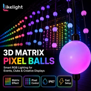 OEM ODM High Brightness 3D RGB Pixel Ball String 35mm 50mm 24V GS8206 IP67 Led Curtain Lighting for Building Facade Scheme