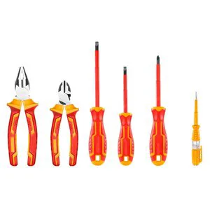 Insulated Electrician Tools Set 6 Pc Voltage Tester Screwdrivers Pliers