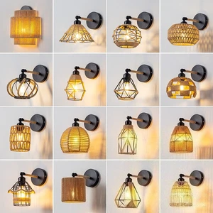 Hemp Rope Wall Lamp American Retro Industrial Style LOFT Bar Aisle Staircase Creative Bedroom Background Decorative Lamp
