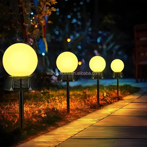 Solar Lawn Lamp Outdoor Courtyard LED Waterproof Ground Plug Garden Landscape Globe Lamp Set of 2 Pieces