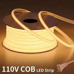 LED Strip Light 110V Voltage IP68 Waterproof COB Strip Flexible Plug-and-Play Outdoor Building Contour Lighting
