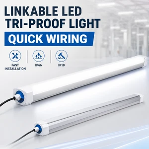 Fast Wiring Linkable LED Tri-Proof Light with Quick Snap Installation for Warehouses Factories and Engineering Projects