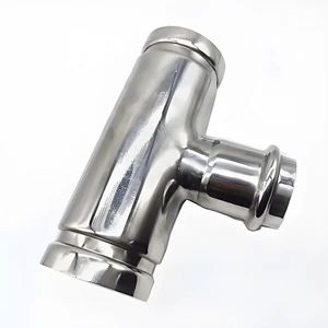 SS304 SS316L DN108*50 Grooved to Double Press Reducer Tee Groove Press Transition Tee for Fire Sprinkler Water Pipeline OEM ODM
