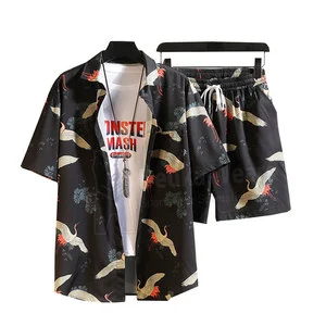 OEM Custom Made Logo Heat-Transfer Printing Design Elastic Waist Casual Outdoor Wear Custom Men Half Sleeves Summer Sets Quick