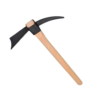 Good Quality Garden Pickaxe With Wooden Handle Professional Forged Steel Pickaxe Outdoor Camping Pick With Wooden Handle