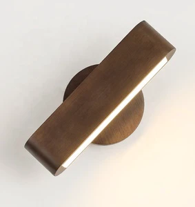 LED Modern Rectangular Solid Wood Acrylic Night Light 360 Degrees Rotating Reading Lamps for Home Office Bedroom Wall Lamps