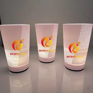 Richshining LED Cup Spot Water-sensitive Luminous Water Cup PS Material with Cup Lid Straw LED Water Sensor