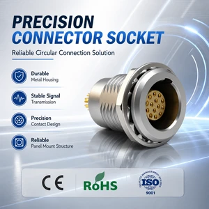 LEMO Replacement Connector 1K Series 12 Pin IP68 Circular Socket For Industrial Equipment