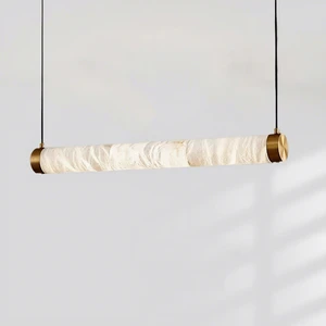 Luxury Modern Alabaster Marble Horizontal LED Pendant Light for Dining Room