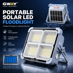 Portable Solar LED Floodlight with Side Spotlight 288 LEDs Rechargeable Outdoor Camping Emergency Light with USB Charging