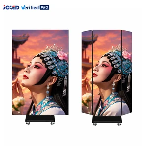 2026 Hot Selling Portable Three Fold Movable Double-sided Indoor HD LED Poster Display Screen for Exhibition Halls