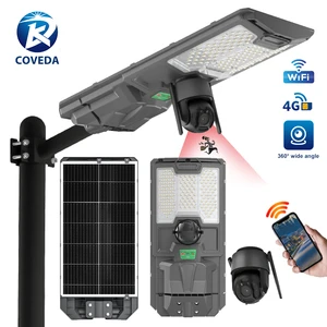 High Quality Outdoor Lighting Ip65 Waterproof Remote Control 300watt 500watt Solar Street Light Cctv Camera Street Lamp