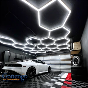 Honeycomb LED Lights Car Light Wash Workshop and Garage Hexagonal Lamps for Parking Garage Luminaires