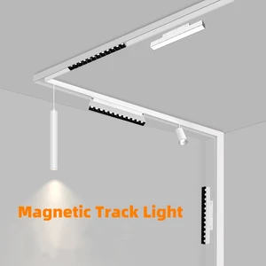 Modern Embedded Design Magnetic Track Light LED Ceiling Spotlight Aluminum Anti Glare Downlight Pendant Light Easy Mounted