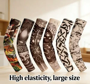 Fashion Flower Plus Size Seamless Outdoor Cycling Tattoo Sleeve Heat-Transfer Printing Nylon+Spandex Material Unisex Four Season