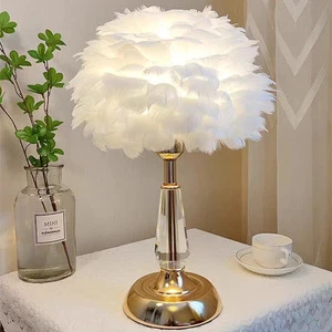 Creative Decoration Tree Feather Lampshade Indoor Lighting Bedside Desk Night Lights Home Decor Table Lamp