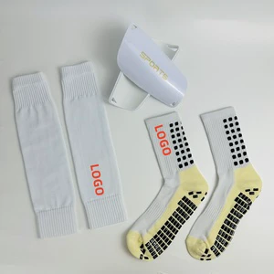 Cmax Crew Knitted Compression Sleeves & Long Soccer Grip Socks Set-Eco-Friendly Breathable Spring Anti-Slip