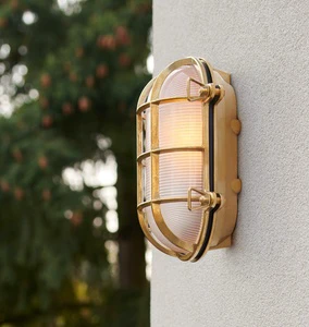 75W Oval Partition Wall Light Cast Copper Fixture Frosted Prism Glass Shade with Controllable