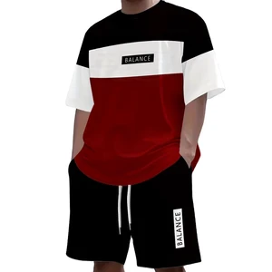 Men's Summer Casual Set Short Sleeve T-Shirt Heat-Transfer Printed Breathable Quick-Dry Eco-Friendly Knitted 220gsm Shorts Made