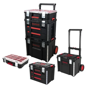 Vertak 3 Layers Rolling Stackable Drawer Tool Box Hard Shell Wheeled Waterproof Empty Garage Toolbox for Car Repair