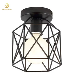 Nordic Minimalist Modern Industrial Style Hexagon Iron Shade E27 LED Light IP65 Hallway for Bedroom Entrance Aisle Porch AC