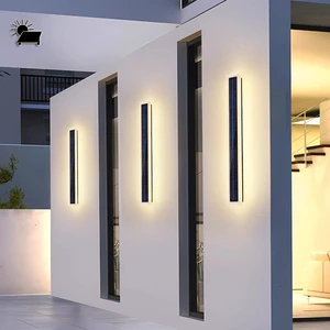 Nordic Modern Decor Long Strip Wall Light 6w 6v Ip65 Solar Powered Outdoor Exterior Linear Strip Wall Lamp